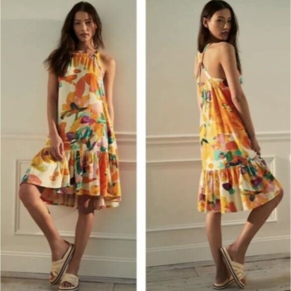 Anthropologie Daily Ritual Watercolor Frida Cross-back Midi XS - Picture 1 of 11
